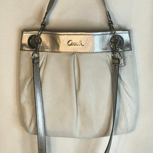 Coach White/Silver Leather Handbag